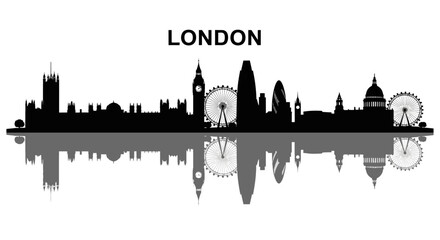 Obraz premium London Skyline Silhouette with Reflection