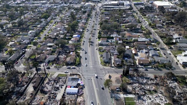 Wildfire Damage in Altadena California Drone Aerial View