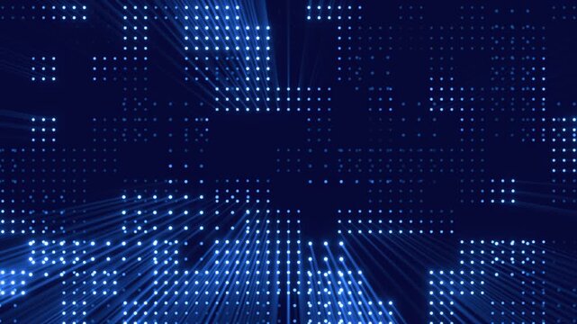 Abstract Technology Background with Rays passing through the texture.. Seamless loop 3D Animation