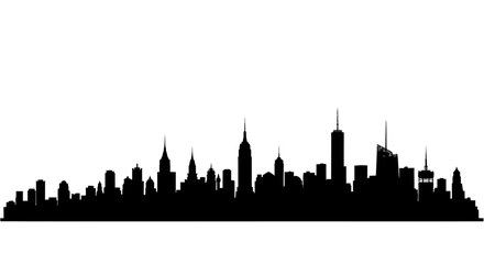 Obraz premium New York City Skyline Silhouette - Black and White