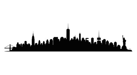 Obraz premium New York City Skyline Silhouette - Iconic Landmark Buildings