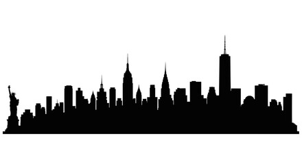 Obraz premium New York City Skyline Silhouette - Iconic Landmarks