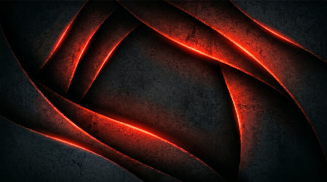 Abstract geometric background with red glowing lines and dark texture