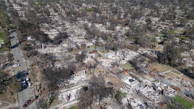 Wildfire Damage in Altadena California Drone Aerial View