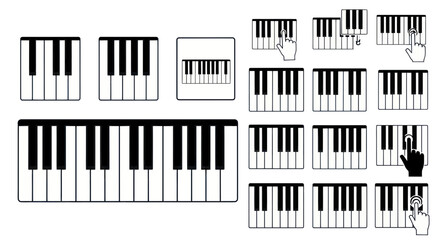 Fototapeta premium Piano Keyboard Icons and Illustrations - Music Education and Digital Interface