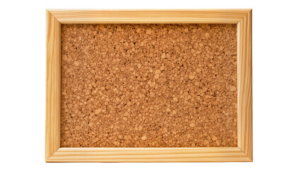 Fototapeta premium Rectangular cork board with light wood frame, isolated on transparent background
