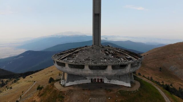 Drone images of the ruins of the soviet Buzludzha Monument in Bulgaria