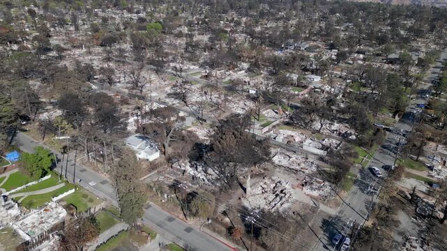 Wildfire Damage in Altadena California Drone Aerial View