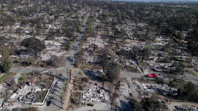 Wildfire Damage in Altadena California Drone Aerial View
