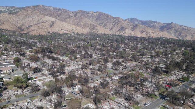 Wildfire Damage in Altadena California Drone Aerial View