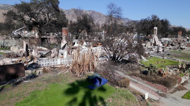 Wildfire Damage in Altadena California Drone Aerial View