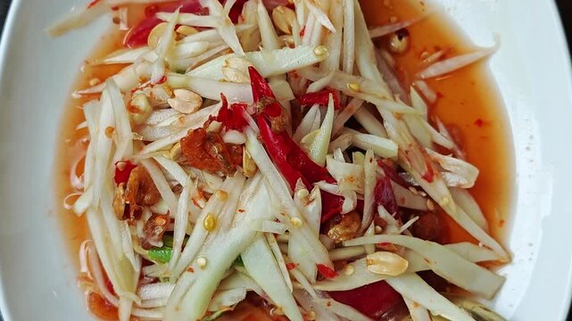 Thai food called Somtum or papaya salad.