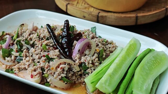Spicy Minced Pork Salad called Larb.