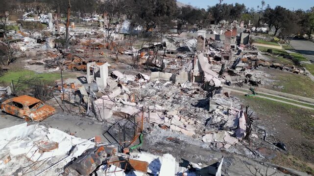 Wildfire Damage in Altadena California Drone Aerial View