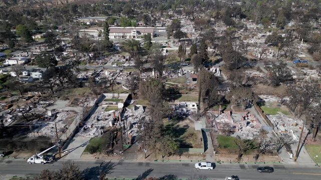 Wildfire Damage in Altadena California Drone Aerial View