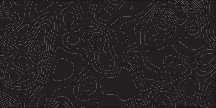 Abstract white on black background Topographic line map pattern. Contour elevation topographic and textured Background Modern design with black background with topographic wavy patted.