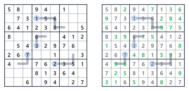 Sudoku solution page with highlighted numbers and easy level For a book of Japanese Sudoku puzzles  