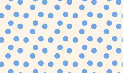 Seamless abstract dot pattern with playful chalk texture. Organic blue shapes on beige background vector design. © Tatiana