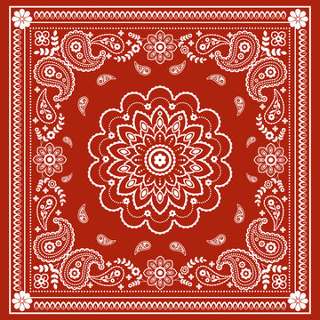 Crimson Paisley Bandana  Traditional Red Bandana.