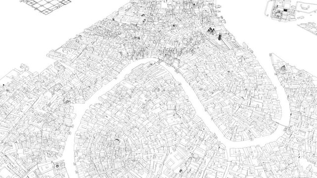 3D looped animation of city - Venice Italy