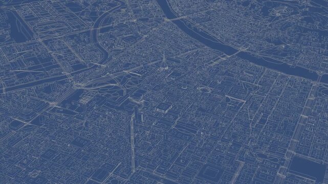3D looped animation of city - Turin Italy