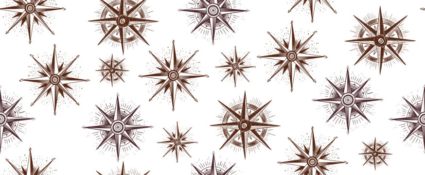 Compass, wind rose pattern on a white background	

