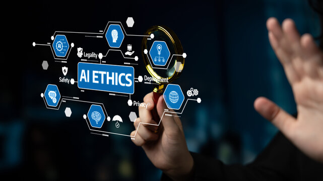This image illustrates the crucial relationship between technology and ethics, highlighting considerations like privacy, safety, and legality in modern business environments. Tessel