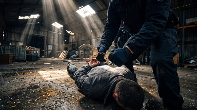 Law Enforcement Officer Arresting Suspect
