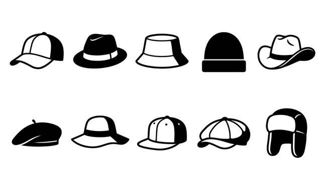 Various Men And Women Hat Styles Vector Collection