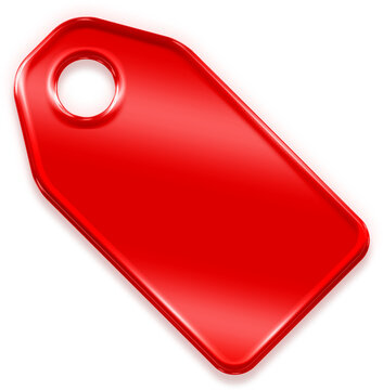 Price tag red chrome 3d glossy metallic icon