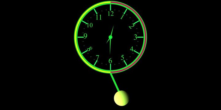 Neon Green Pendulum Clock Animation | Swinging Wall Clock Loop