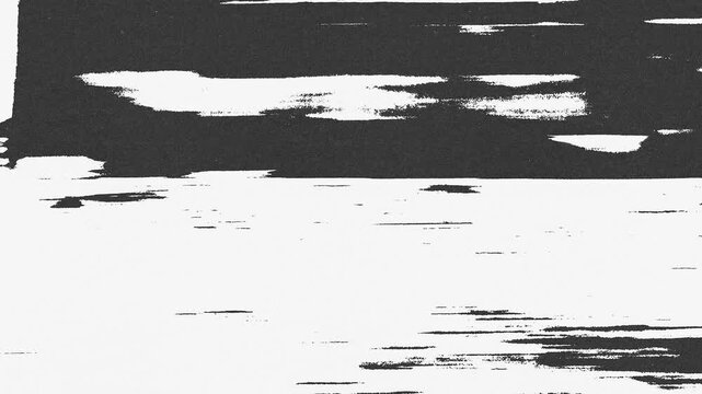 Black and white halftone print grunge texture overlay with shifting noise and jittering grain for vintage retro effects