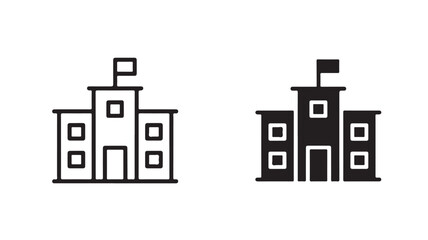 Naklejka premium Minimalist Government Building Icons For Official Institutions and Public Sector Concepts