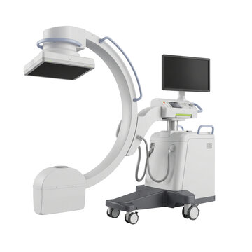 Modern C-Arm Machine Isolated on Transparent Background Medical Imaging Equipment PNG