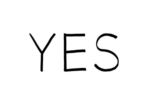 マジックで書いたシンプルな手描きのYES（黒）