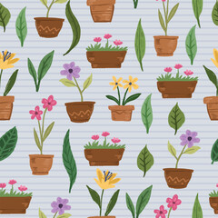 Fototapeta premium seamless pattern vector design with plant and floral elements