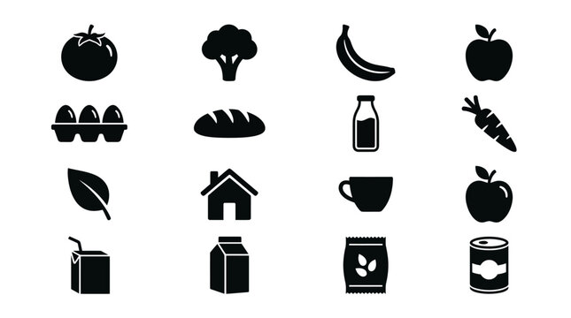 Set of assorted food and drink icons for healthy eating and lifestyle