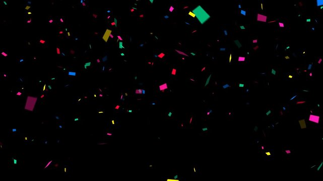 colorful confetti rain isolated alpha channel anmation,  birthday party and anniversary celebration overlay motion design element