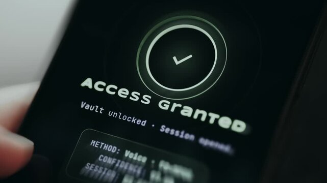 Access Granted status on mobile phone screen