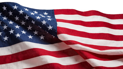 Waving American flag with stars and stripes, isolated on transparent background © Sofix