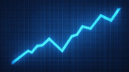 Fototapeta premium Abstract vector graphic showing upward trend line on digital background, symbolizing growth, success, financial progress, and data analysis concept