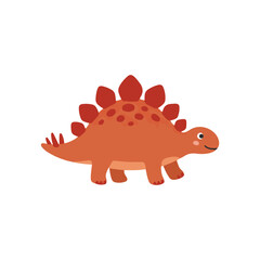 Cute red stegosaurus vector illustration, funny baby dinosaur cartoon character © Hellotatary