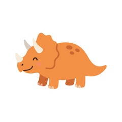 Cute orange triceratops vector illustration, funny baby dinosaur cartoon character © Hellotatary