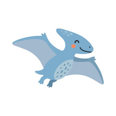 Cute blue pterodactyl vector illustration, funny flying pterosaur dinosaur cartoon © Hellotatary