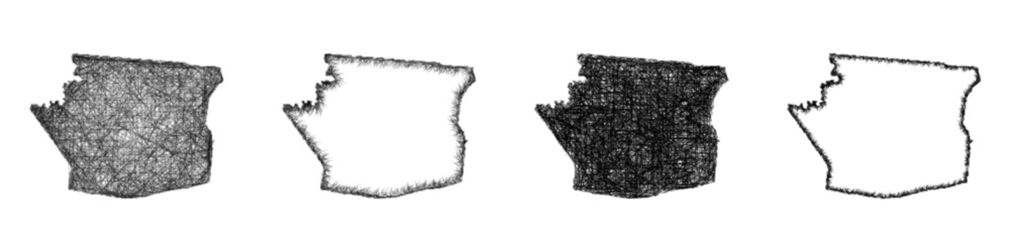 Monochrome sketch Hart County (Kentucky) outline map design set