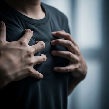 Man clutching chest pain