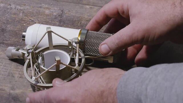How to set up a studio microphone with an anti-vibration mount for clear sound capture