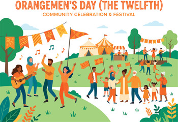 Fototapeta premium People Celebrating Orangemens Day Festival.