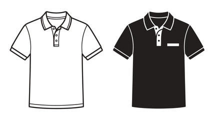 Naklejka premium Two polo shirts, one white outline and one solid black, displayed side by side