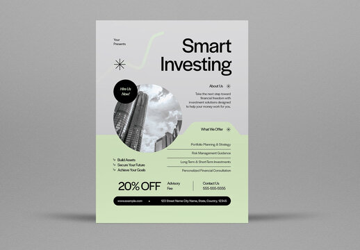 Grey and Green Minimalist Investment Flyer Layout